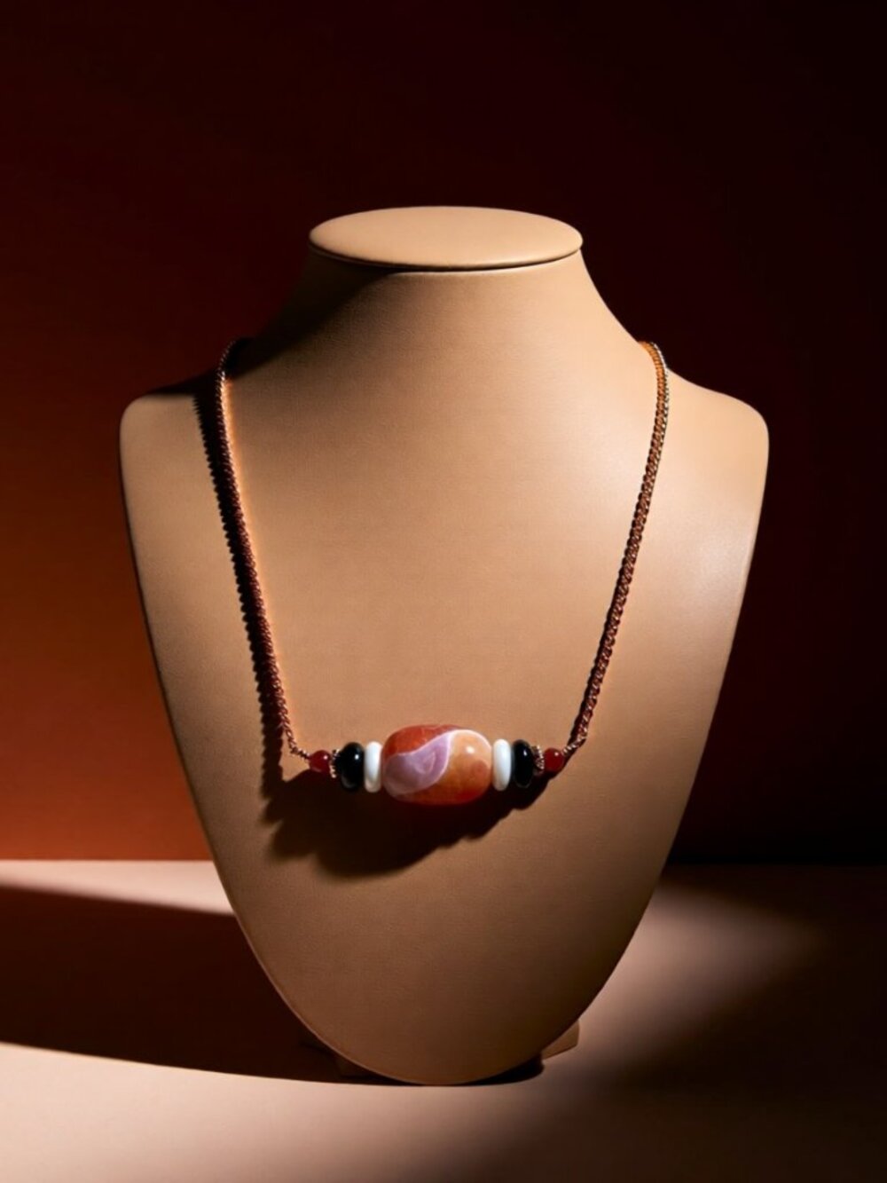 Handmade! Warm Fall Hues: Rustic Organic Agates - Feminine Boho Stone Necklace